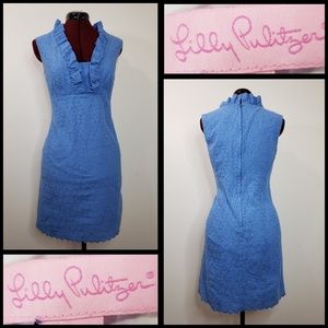 lilly pulitzer woman sleeveless blue dress size 8
